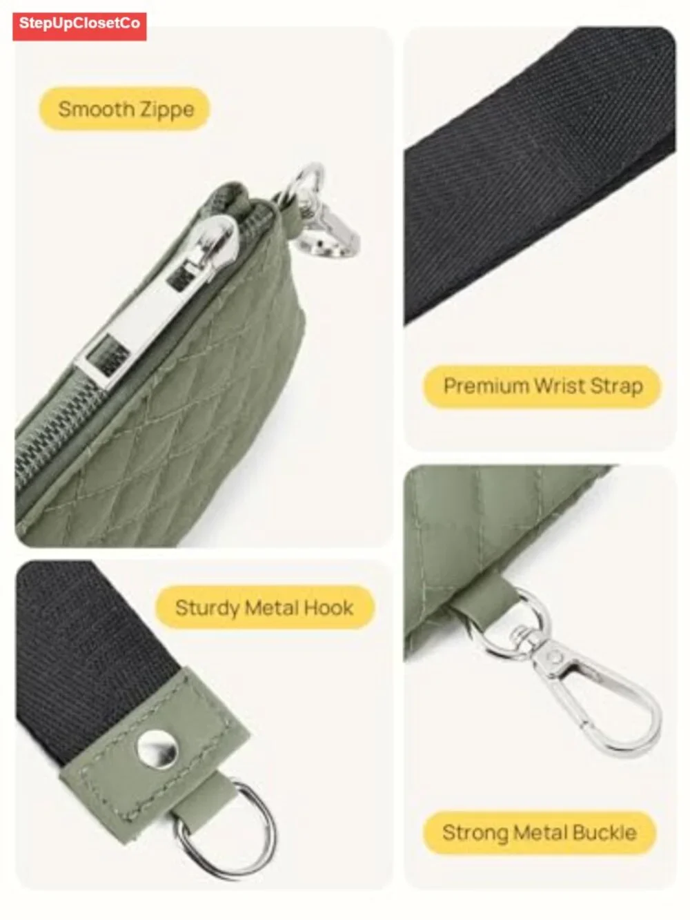 Women's Canvas Zip Around Wristlet Wallet with Keychain, Dual Pouch Coin Purse